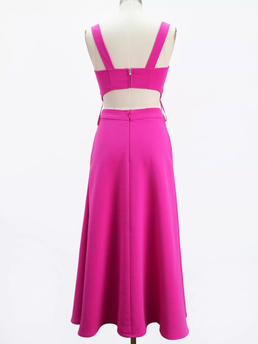 REISS Dina Waisted Midi Dress 0/4/6/8 Raspberry Pink Classic Party - Picture 7 of 11